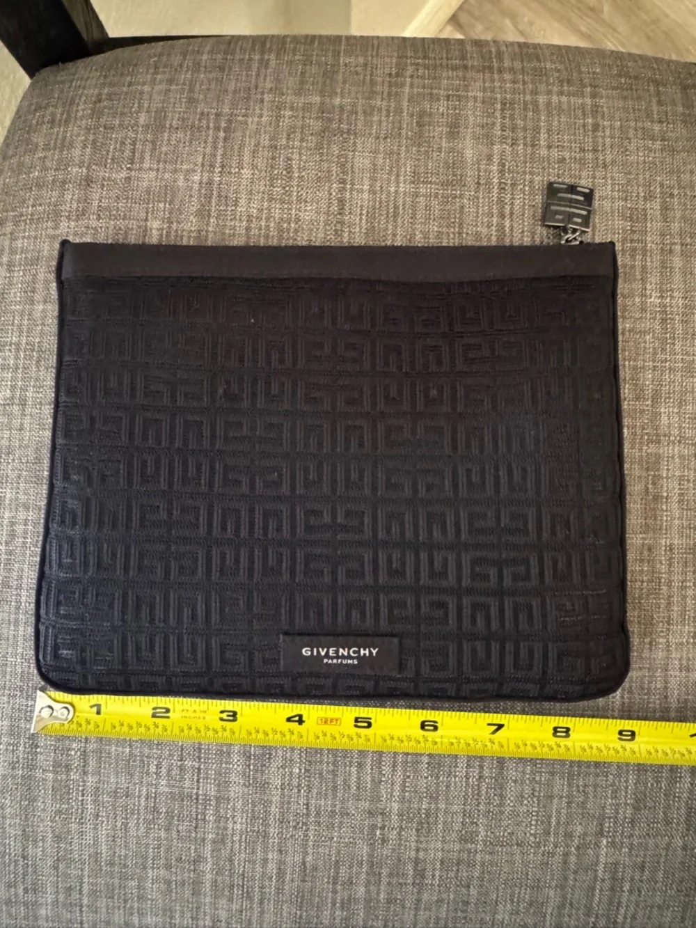 Givenchy Black Mesh Pouch | Logo Print Cosmetic Bag | Makeup Travel Clutch